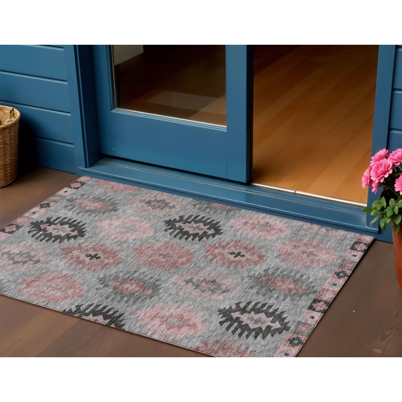 Tapis intérieur lavable gris mauve et gris anthracite 3 pi x 5 pi Sud-Ouest