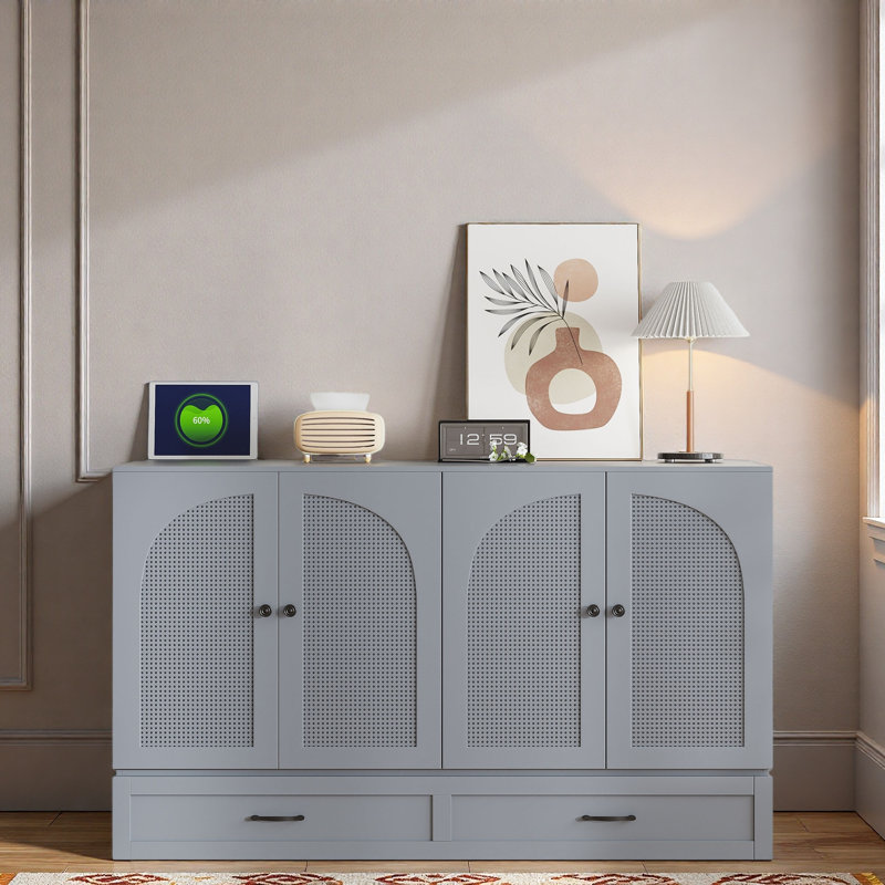 Lit escamotable avec grands tiroirs Murphy, Gris, Grand lit