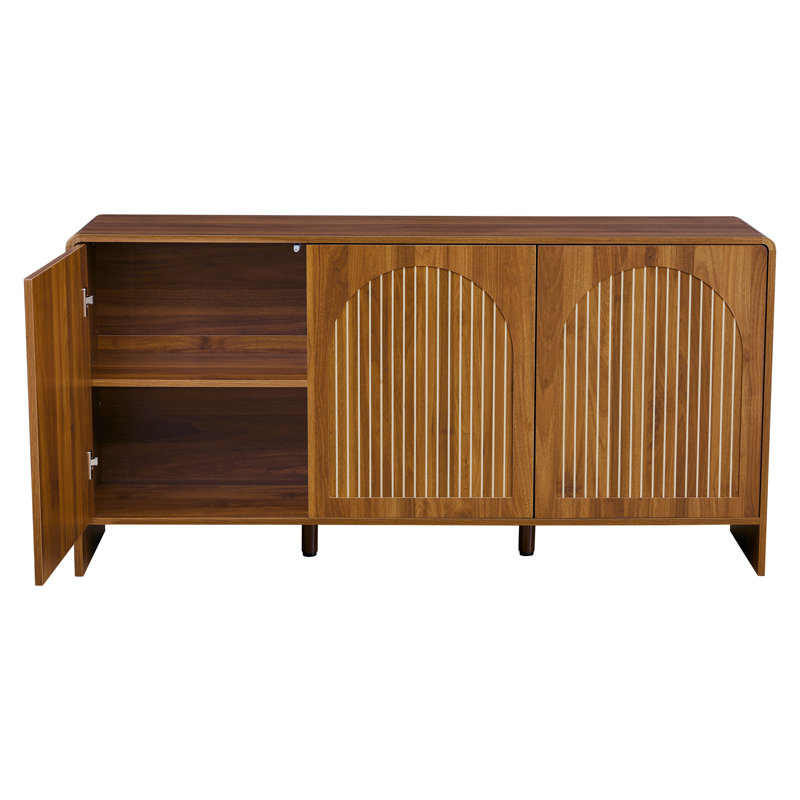 Buffet décoratif 3 portes avec tablettes réglables, Noyer