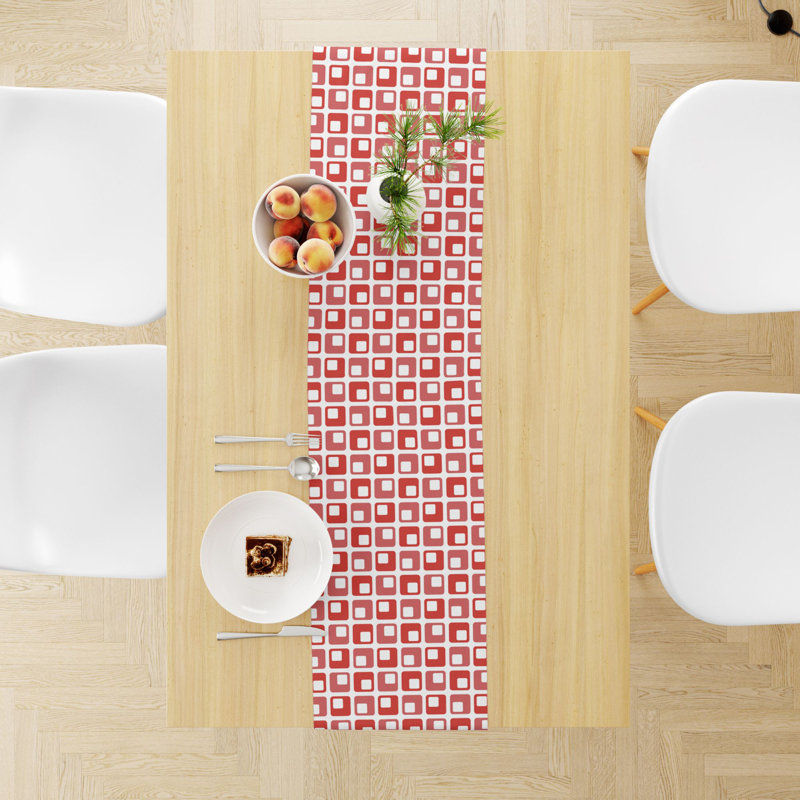 Helder Geometric Table Runner, 72" L x 16" D, Red