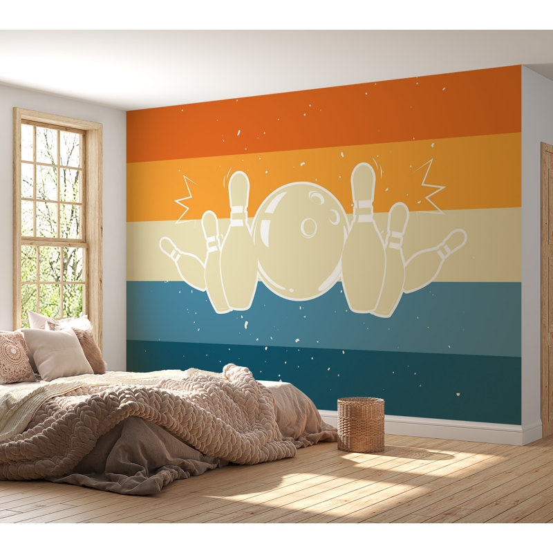 Murale pelez et collez de qualité supérieure - Bowling cosmique, L 108 po x l 150 po