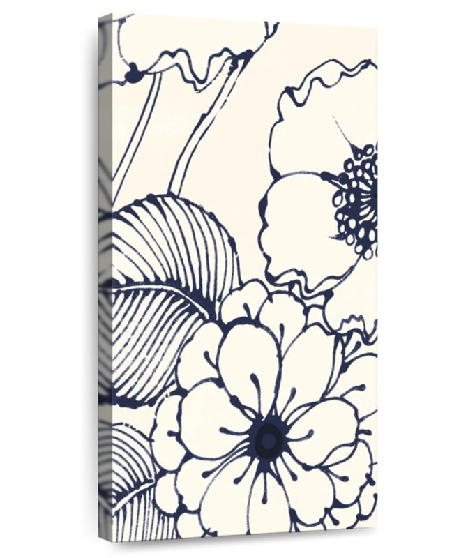 Plume marine et fleurs d'encre II, H 42 po x l 21 po