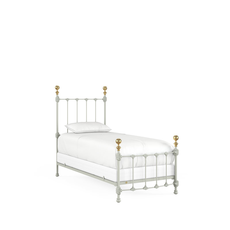 151 Palatial Bed | Complete Standard, Twin, Gloss Off-White/Antique Gold
