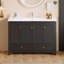 Meuble-lavabo noir 48 po avec lavabo en résine, armoire de rangement abondante - 4 portes à fermeture douce et 2 tiroirs-128756067