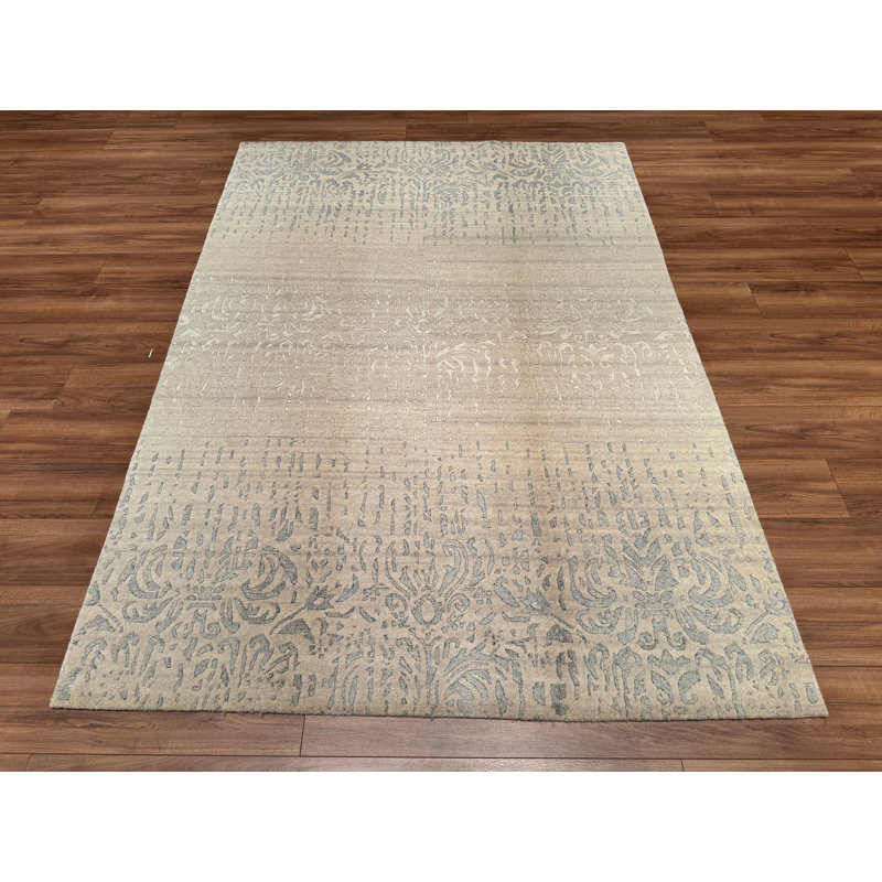 Original Hand Knotted Traditional Pattern Gray Wool Rug