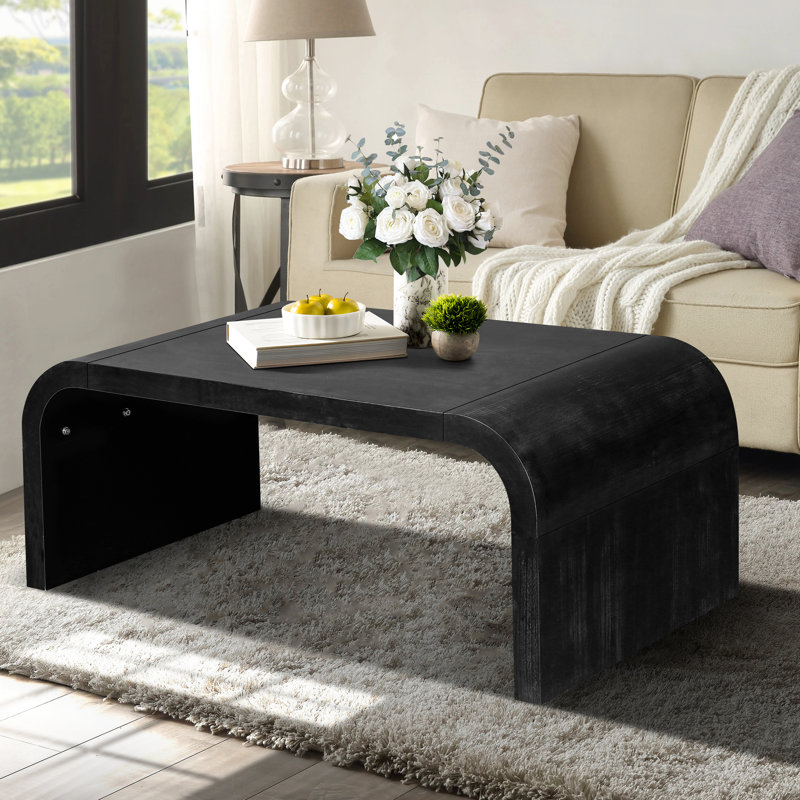 Table basse Farmhouse Vintage Crafts avec un design Art déco incurvé, un assemblage facile et une finition vieillie