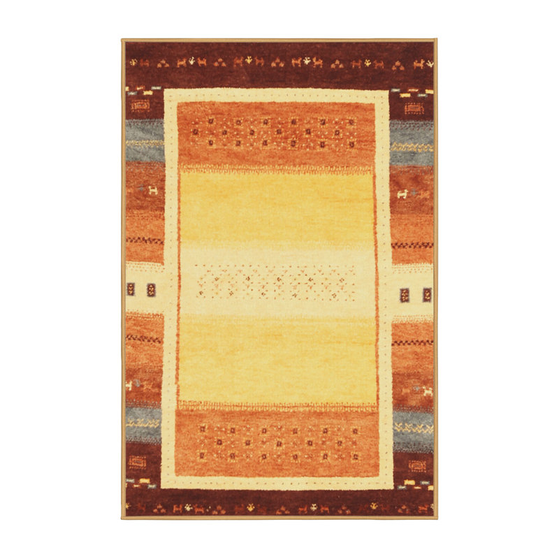 Tapis de zone orange/brun contemporain Packard, Rectangle 8 pi x 12 pi