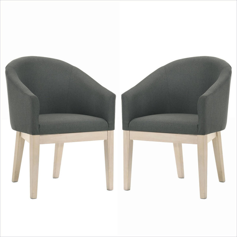 Ensemble de 2 chaises d'appoint contemporaines en tissu d'ameublement en tissu d'ameublement en tissu gris doux de 23 pouces de largeur