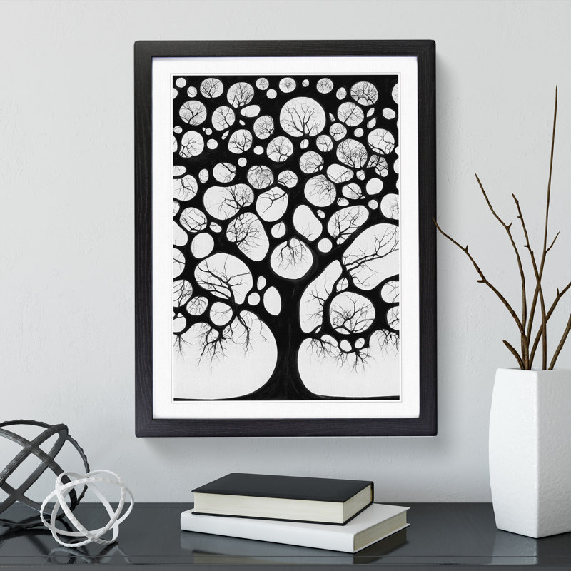 A Monochrome Tree No.3 - Single Picture Frame Print, 64cm H x 46cm W x 2cm D, Black Framed