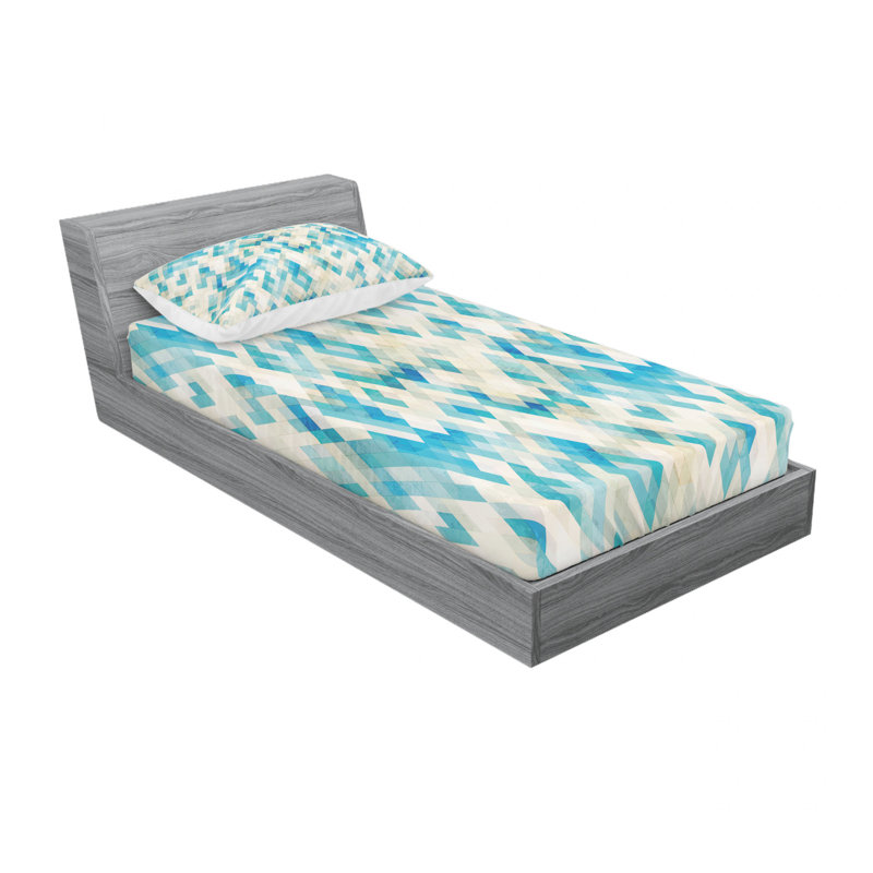Microfiber Geometric Sheet Set, Twin XL Sheet Set with Fitted Sheet