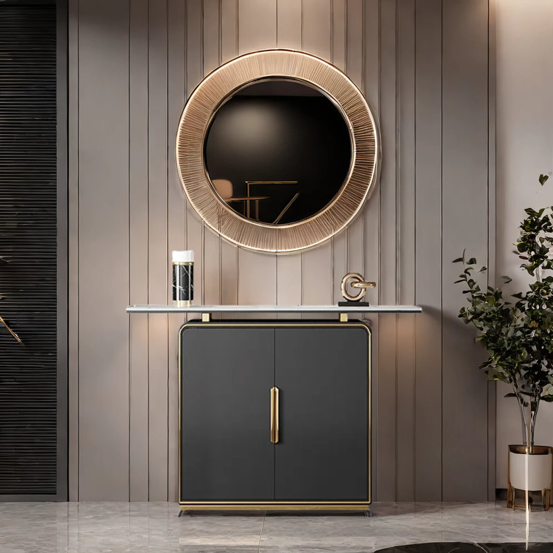 Armoire d'entrée italienne, H 35,4 po x l 39,4 po x P 13,8 po, Gris