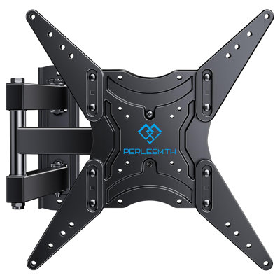 PERLESMITH Single Stud Full Motion TV Wall Mount, Swivel Tilt Bracket, Perfect Center Design | 27-60" Flat Curved TVs, 77 lbs, 400x400mm VESA