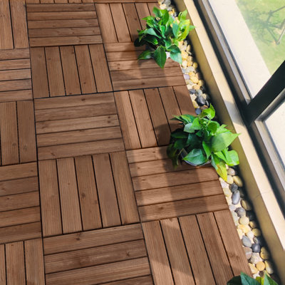 12" x 12" Solid Wood Interlocking Deck Tile