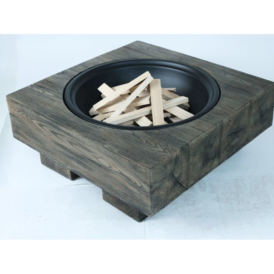 Wood-Fueled Outdoor Fireplace With Elegant Wood Grain - 28.01In D X 24.3In W 17.97In H, 15.17Lb, Magnesium Oxide, Antique Dark Grey, Garden Heating Grey Fire Pit High, Deep, Wide,