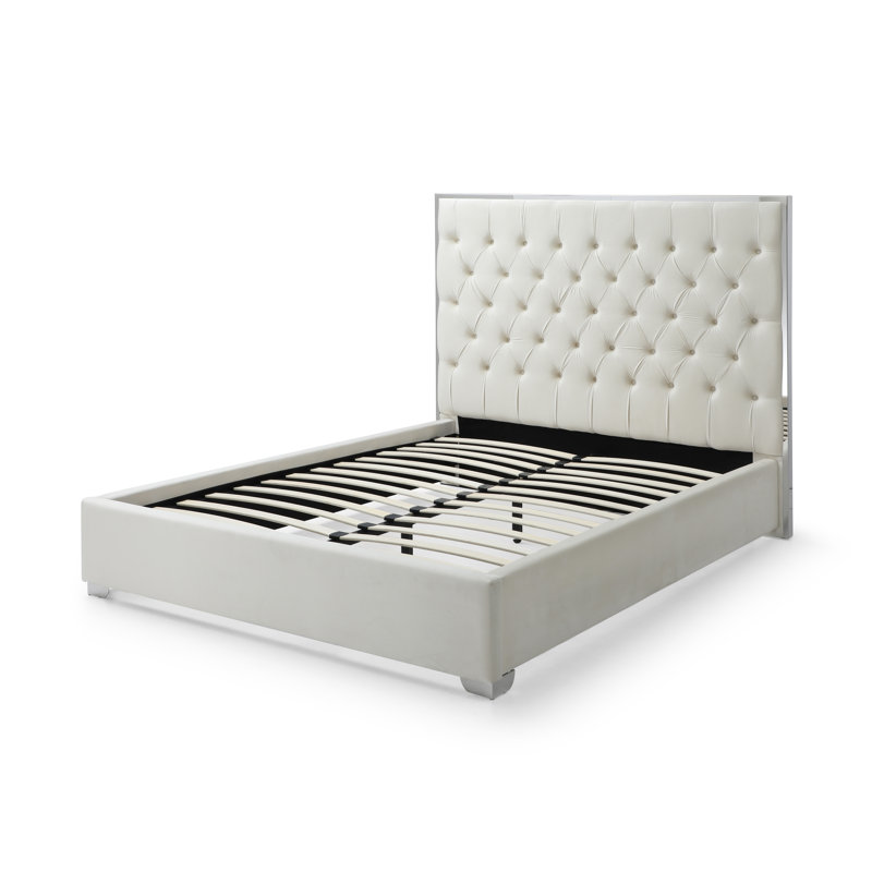 Lotman Velvet Upholstered With Silver Frame, Light Gray, King