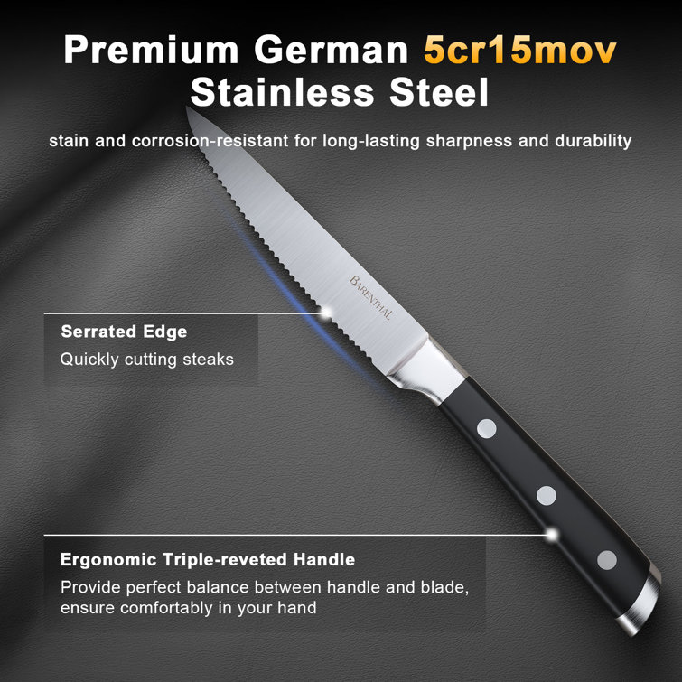 Steak Knives,Serrated Steak Knives Set of 6,Premium One Piece