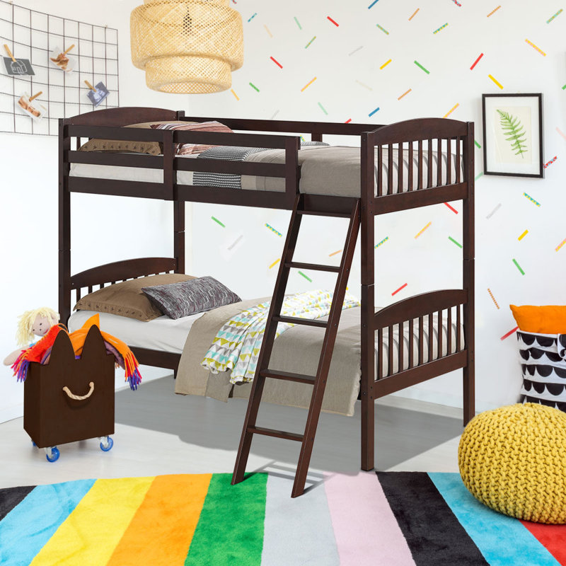 Maumee Kids Twin Bunk Bed, Brown
