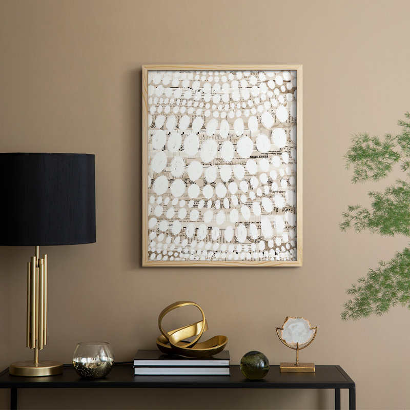 Reproduction encadrée de motif rétro III - bois massif, H 11 po x l 9 po