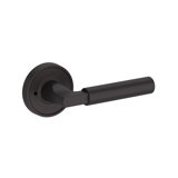 Lake Forest Privacy Lever with Recessed Round Rose in Unlacquered Brass