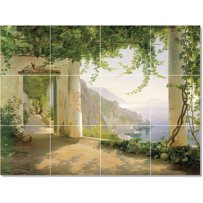 Carreau de céramique décorative 24 po x 18 po 6 po x 6 po, Carl Frederick Aagaard, peinture de paysage W22001