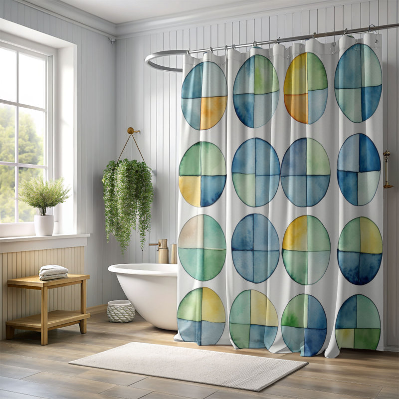 Tender Geometric Prints - Rideau de douche Premium, H 74 po x l 71 po