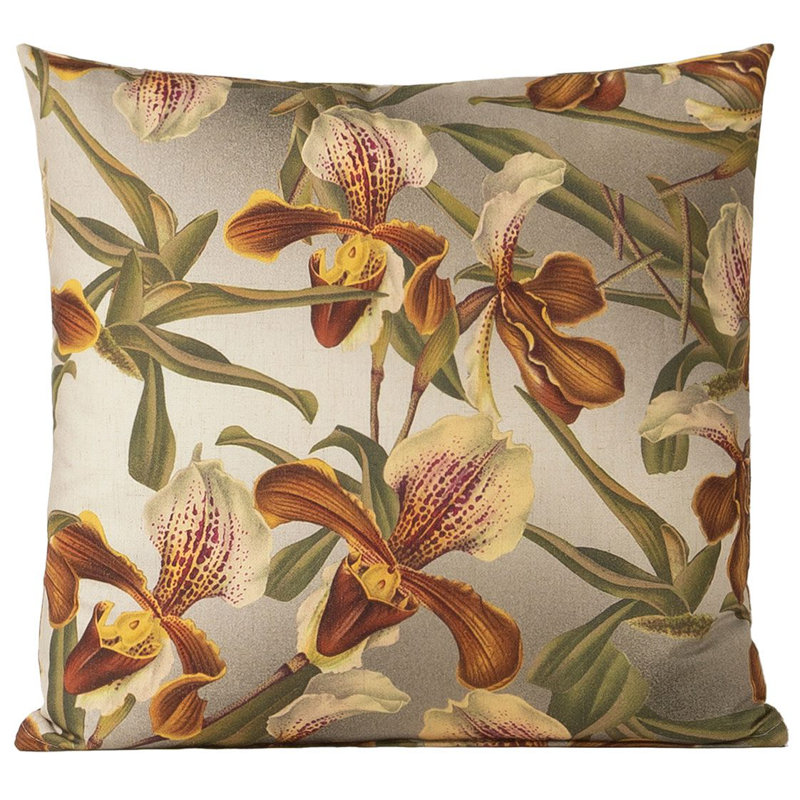 Orchid Floral Print Throw Pillow, 16" x 16"