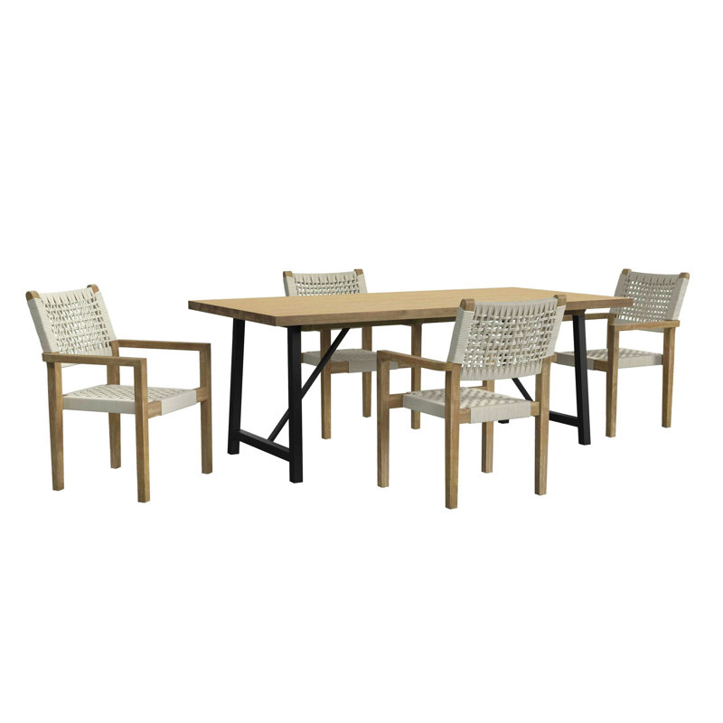 Ensemble de salle à manger à hauteur standard 5 pièces Picket House Furnishings Epsilon en noir-table et quatre chaises, 4