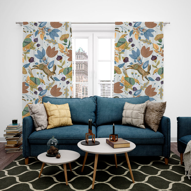 Paire de rideaux obscurcissant Dolci, L 20 po x L 52 po, Brun / vert / bleu