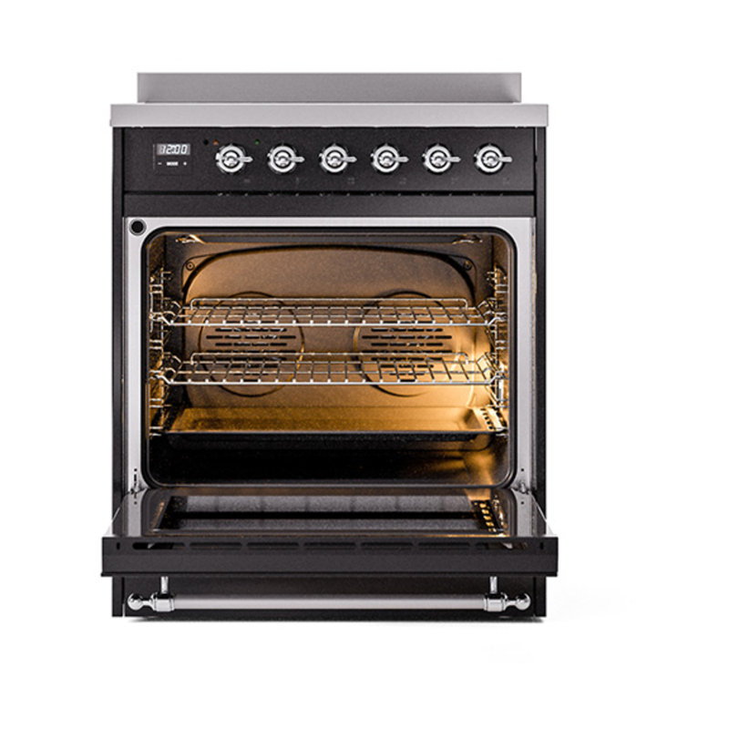 ILVE Nostalgie II Noblesse 30 in Induction Range, Glossy Black/Chrome