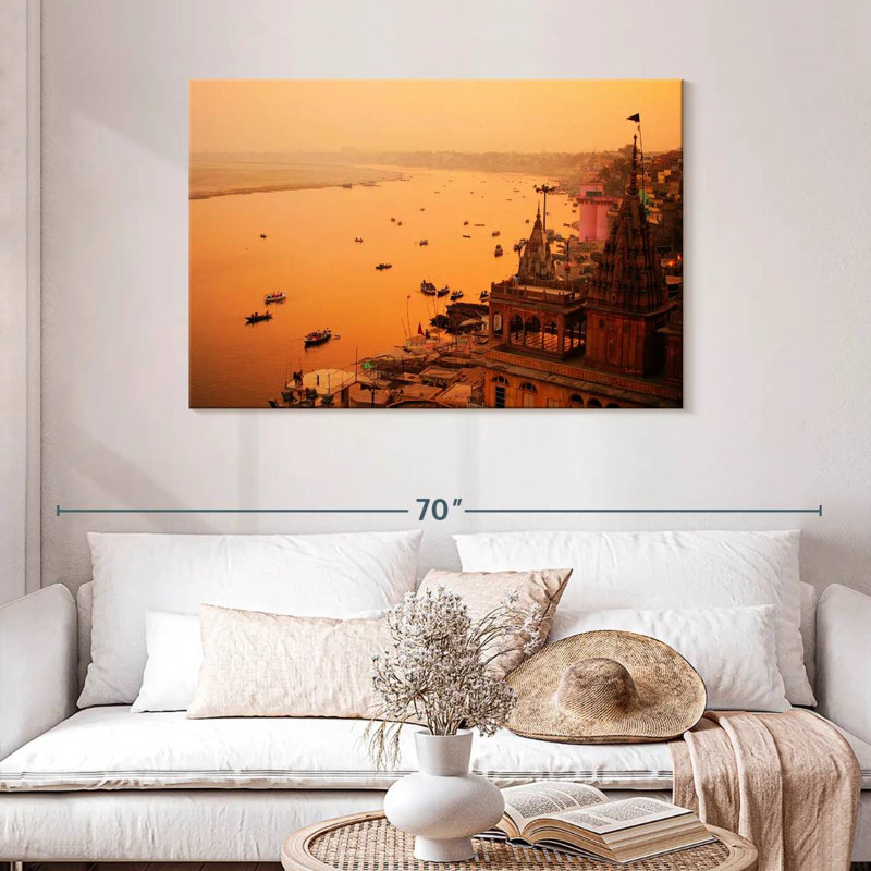 Ravi Hazy Varanasi Sunset, 30" H x 45" W