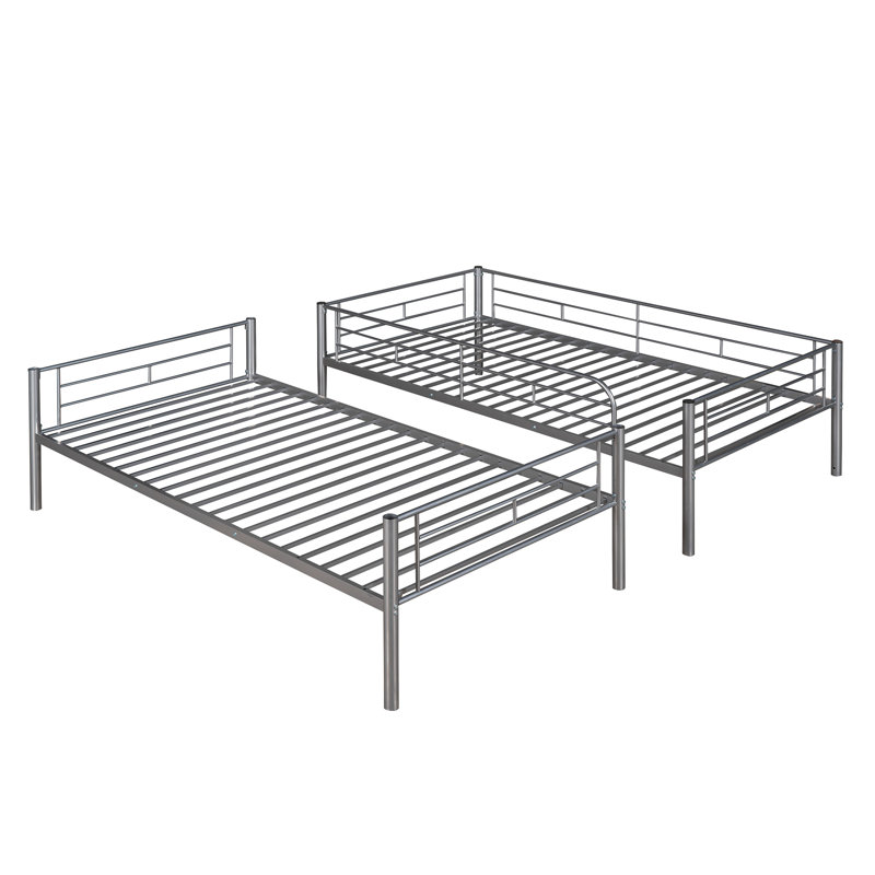 Twin Over Twin Metal Bunk Bed, Silver