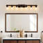 Éclairage pour meuble-lavabo moderne en bois massif, bois massif et métal noir avec abat-jour en verre transparent-1276855831