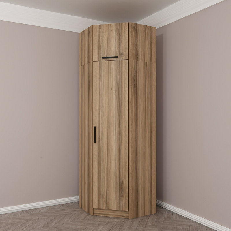 Armoire traditionnelle au fini chêne, 29,1 po x 92,5 po x 20,5 po | 100% panneau de particules enduit de mélamine, épaisseur: 0,7 pouce | Solution de rangement élégante pour la chambre à coucher et le salon, design durable et élégant