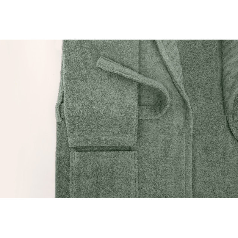 Peignoir 100% coton mi-mollet avec poches, P / M, Vert