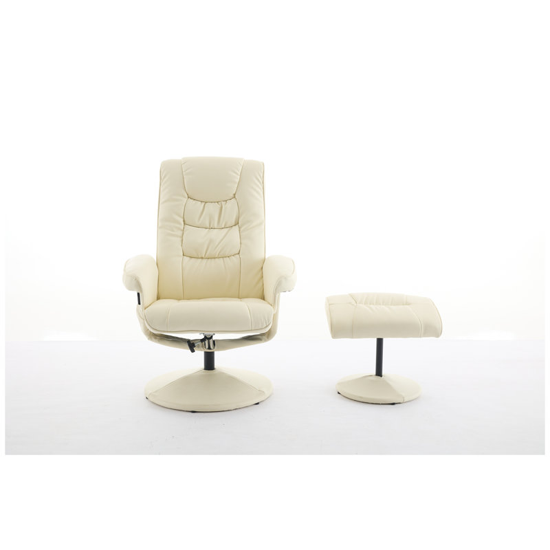 Fauteuil inclinable manuel avec repose-pieds et pivotant à 360 °, beige