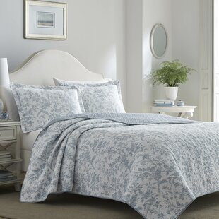 Laura Ashley Breezy Floral 3 Pc Double/Queen Quilt Set, Pastel