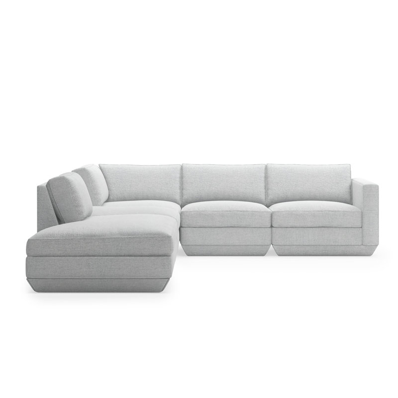 Podium Modular 5 PC Seating Group A, Bayview Silver Performance Twill, Left Hand Facing