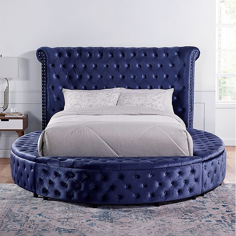 Locklear Upholstered Wingback Storage Bed, Black, Queen
