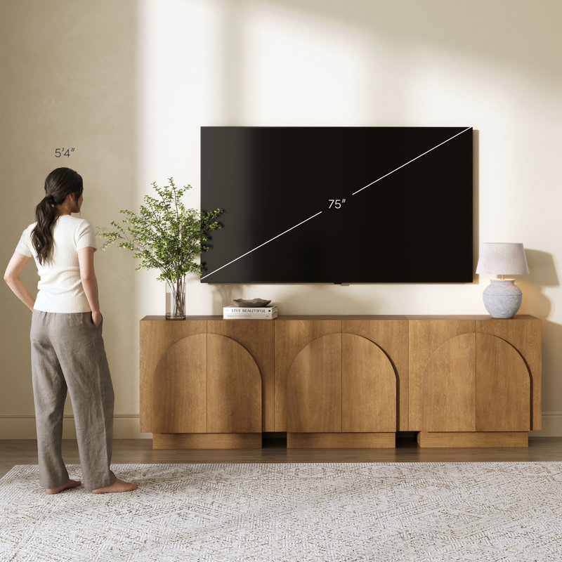Eastampton Solid Wood TV Stand 2 - Door Accent Cabinet (3-Piece Set), Light Brown