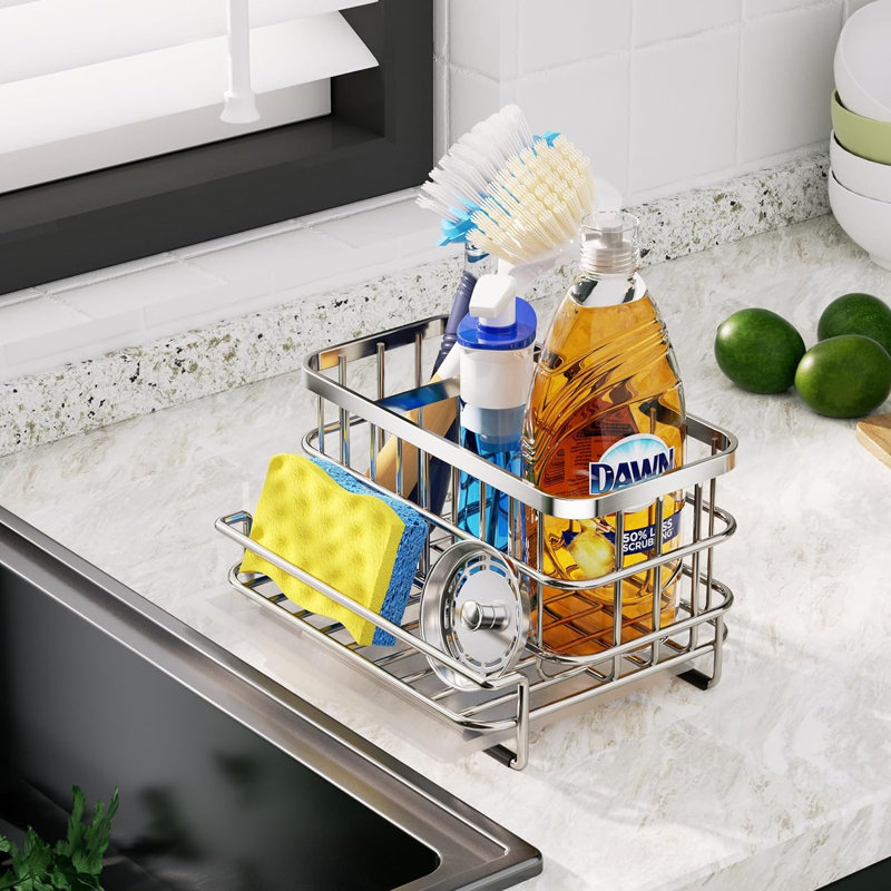 Organisateur de panier d'évier en acier inoxydable, imperméable, résistant à la rouille, pour éviers et ustensiles de cuisine
