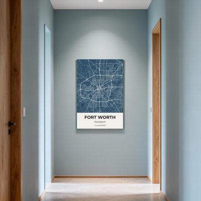 Scenic & Cityscapes Fort Worth City Map Design Print
