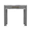 Table de salle à manger à hauteur de comptoir moderne en faux marbre avec tiroir, 2 tabourets, table de transition beige / blanc, gris feutré