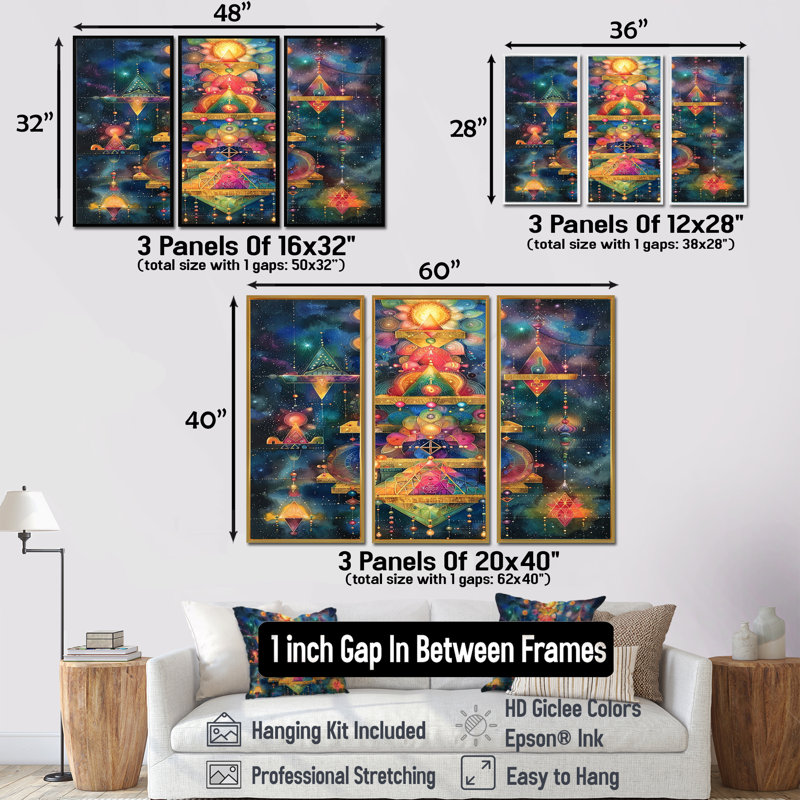 Dainah - ensemble de reproductions d'art mural abstrait, H 28 po x l 36 po x P 1 po, Cadre flottant noir