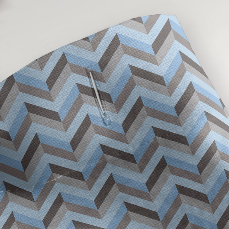Rideau simple à chevrons, Bleu / Brun