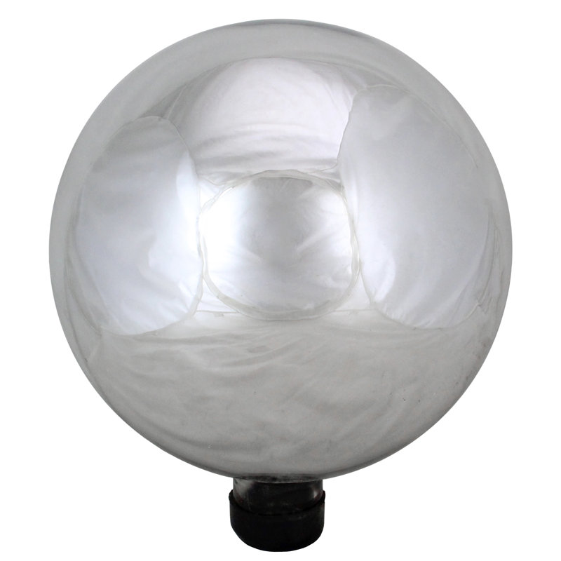 Balle de jardin extérieure brillante 10 po, Argent argent