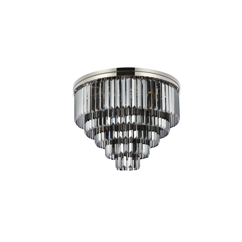 Yazmin Crystal Flush Mount, Gray, Polished Nickel