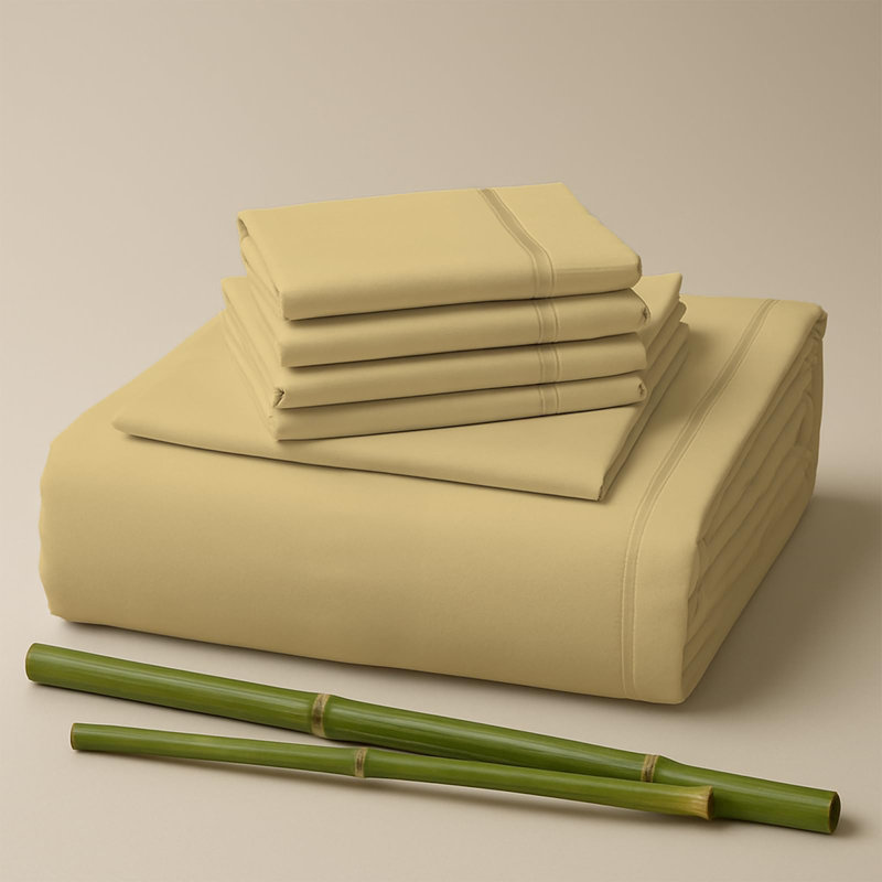 Premium Rayon From Bamboo Blend Sheet Set With Deep Pockets, Cooling and Breathable, Butter