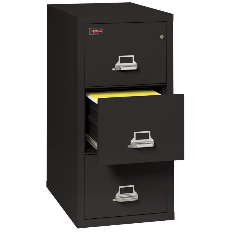 Fireproof 3 - Drawer File Cabinet, Black, Key Lock