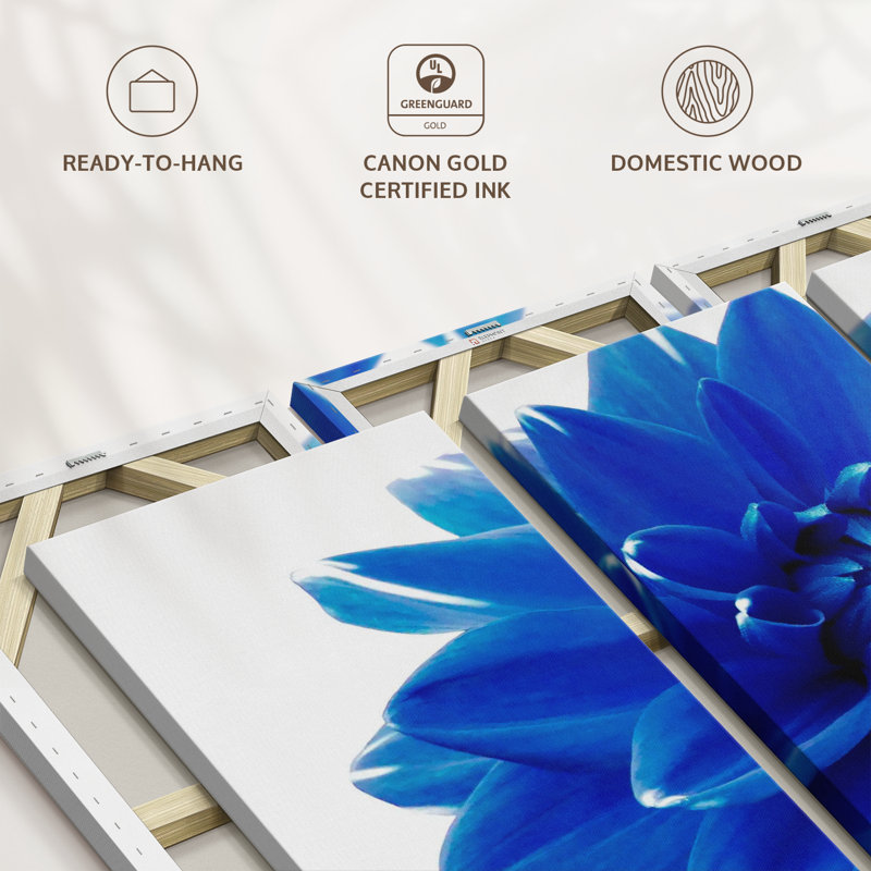 Nature «Blue Dahlia Flower Canvas Print» sur, H 20 po x l 33 po x P 1,25 po