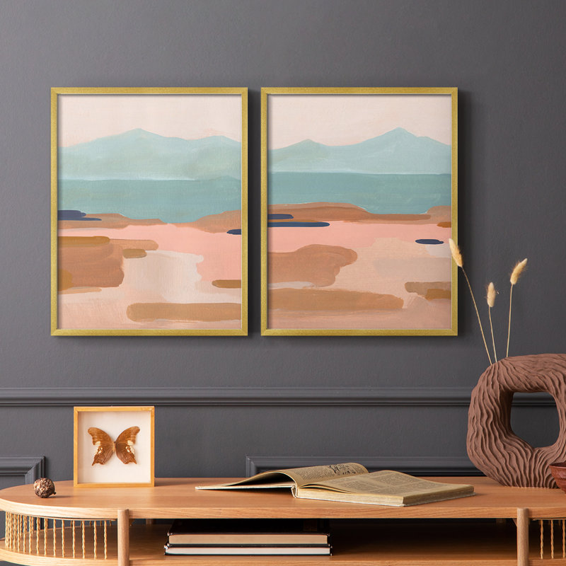 «Desert Sunrise I», reproduction encadrée de qualité supérieure - prête à être accrochée - aucun clou requis - aucun clou requis